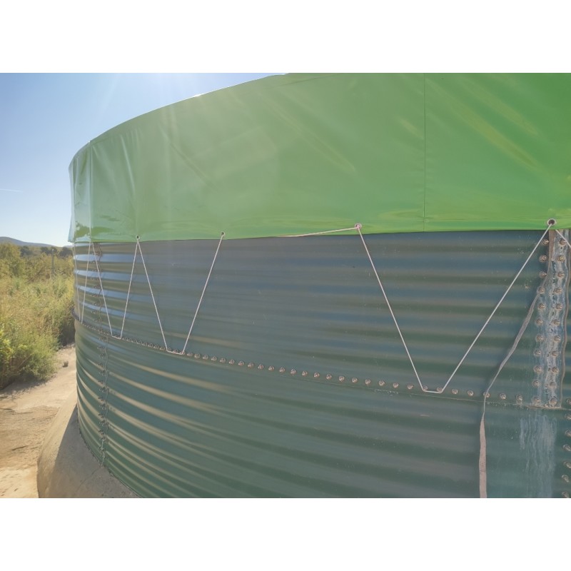 Tarpaulin for water tanks with opening for disposing of medication.